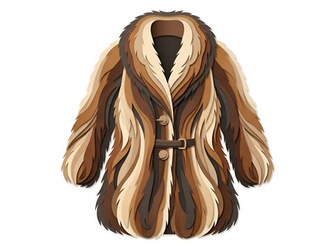 Luxury brown fur coat vector illustration for winter fashion