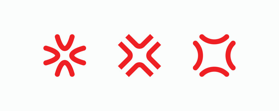 Red anime anger cross vein mark symbol set for manga emotion icon vector design element