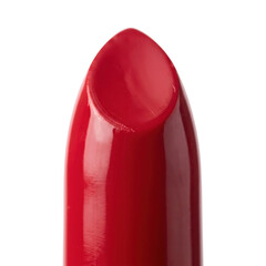 Obraz premium Glossy red lipstick tip macro on transparent background
