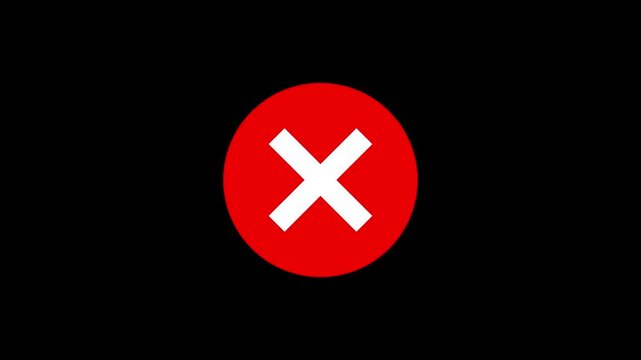 Animated Red and Red Cross Mark Icon for Wrong Error Rejected Cancel Cross mark Choice UI UX Dark Blue Background Loop
