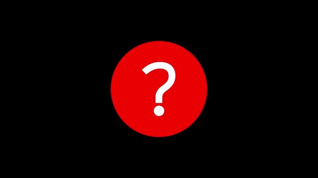 Animated Red Question Mark Icon for Help Support Quiz FAQ Information Problem Doubt UI UX Dark Background Loop