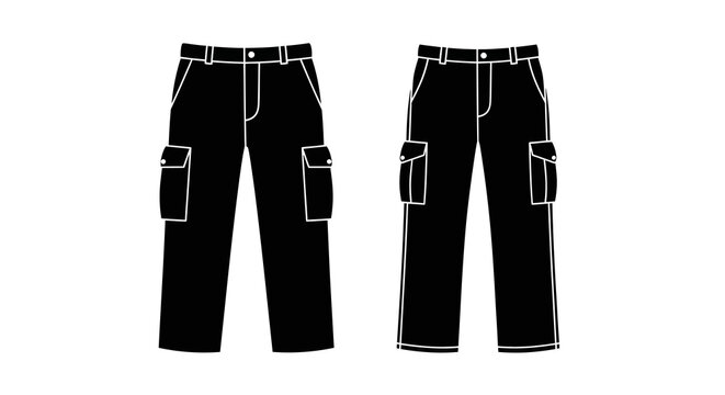 Cargo pants silhouette against a white background silhouette