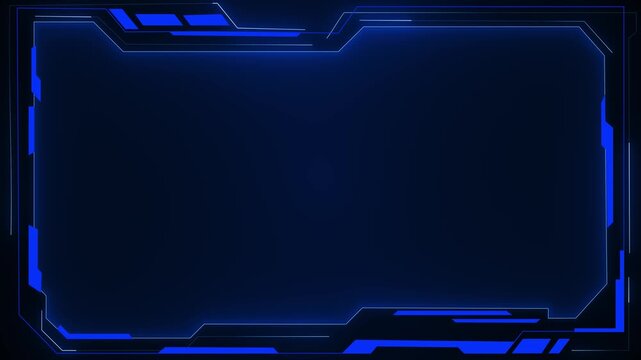 Blue HUD frame glowing cyber border, clean empty center, angular interface marks, dark tech style. for software promos, AI screens, security dashboard titles, digital panels, futuristic overlays.