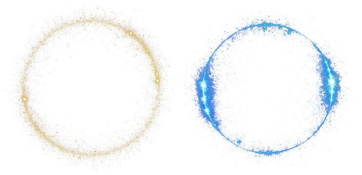 PNG Glowing circular glitter frames on transparent background