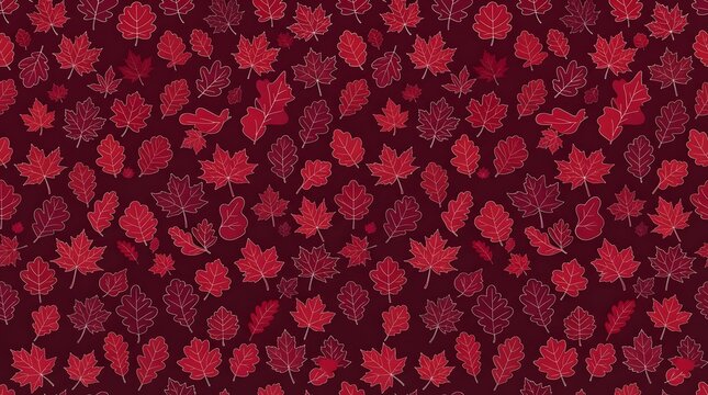 Festive thanksgiving background seamless autumn leaf pattern in deep red tones