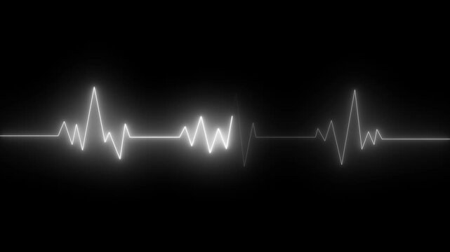 neon line Human heart with digital red and blue heart pulse line. Illustration of the heartbeat and pulse rate signal of an abstract neon energy. on dark background with. Heart health, concept  4k.