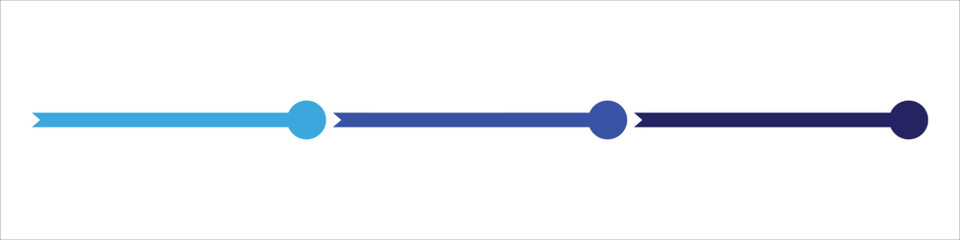 Obraz premium Three-step blue arrow ribbon timeline infographic template with circle nodes