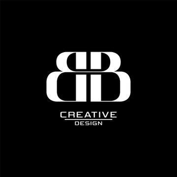 Luxury letter BB monogram logo design template with elegant bold symmetric lines on black background