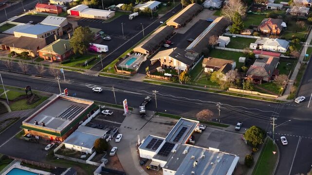Aerial View of Suburban Neighborhood and Road Intersection in Coonabarabran