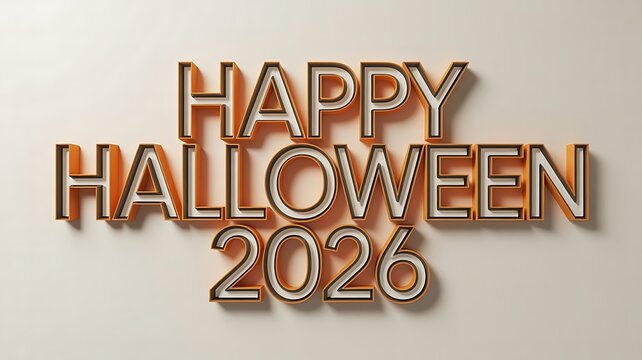 Happy Halloween Three Dimensional Orange Text Design For Greeting Card