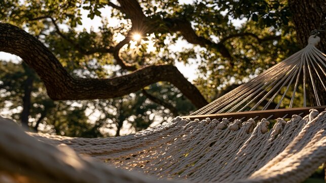 View from a resting hammock looking up into tree branches.