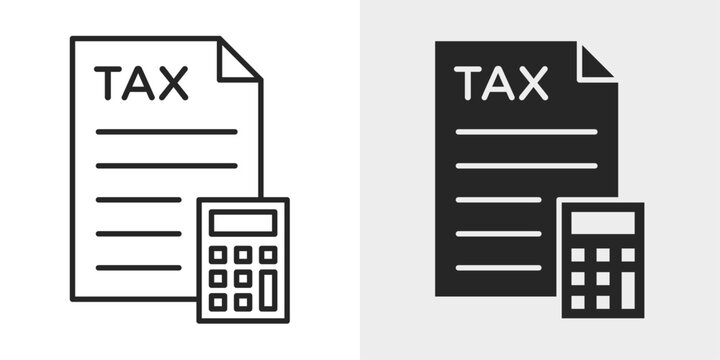 Tax Calculation Icon represents tax estimation, accounting calculations, and financial planning with an editable outline vector illustration.