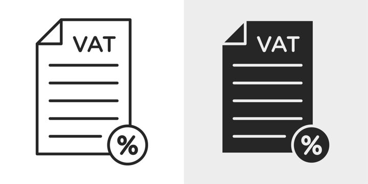 VAT Icon represents value added tax, taxation, and financial compliance with an editable outline vector illustration.