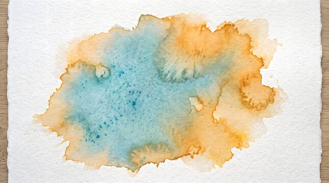 Watercolor stain bleeding in teal and amber
