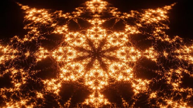 Glowing orange fractal star on black background