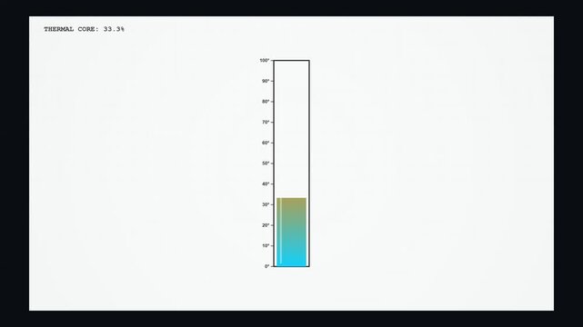 Minimalist digital interface design showing a thermal core level indicator bar graphic on a white background
