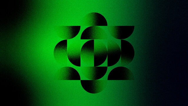 Abstract semicircles shape on green and Black Background with geometric shape Vector wallpaper and background.
