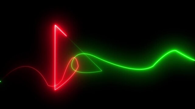 paper plane flying in and out of the frame. Neon glowing Paper airplane is flying. Business success concept. One line drawing. glowing neon simple rocket icon animation
