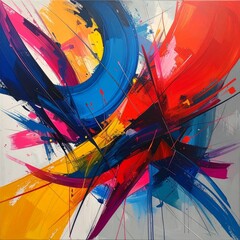 Fototapeta premium Bold Abstract Colorful Swirls and Streaks in Modern Canvas