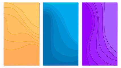Fototapeta premium Set Abstract Background With Hand Drawn Organic Shapes Modern Minimal Style Flat Purple Orange Blue Colorful Design Vector. Ideal for Social Media Posts, Website Banners, Presentations, Branding 
