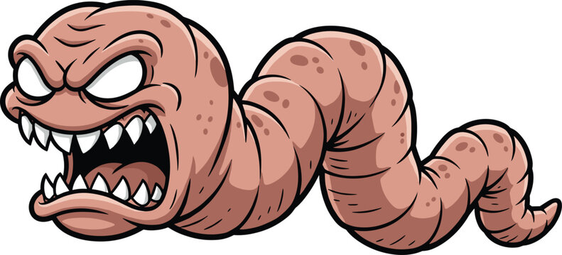 Angry cartoon worm monster with monster art cartoon character creature