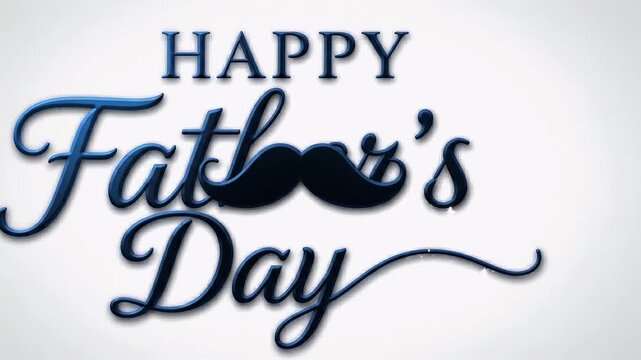 Happy Father's Day typography greeting card design with a stylish black mustache on a clean white background