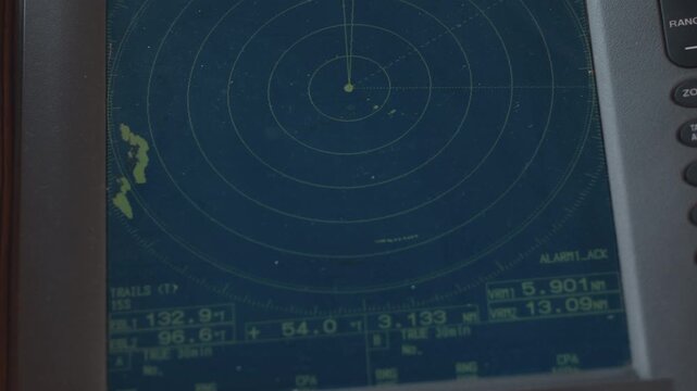 AIS radar of the expeditional sailing vessel moving in the open ocean