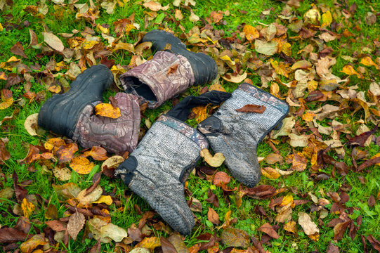abandoned decayed old boots