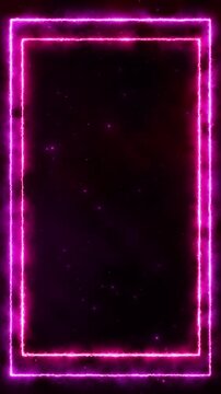Magenta plasma rectangle border visual bright neon lines, soft haze, starry interior, intense glowing corners. DJ visuals, stream layouts, promo banners, cyber intros, party editable title screens