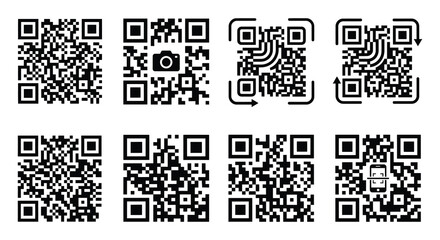 Fototapeta premium Qr Code Variations Flat Vector Illustration On White Background