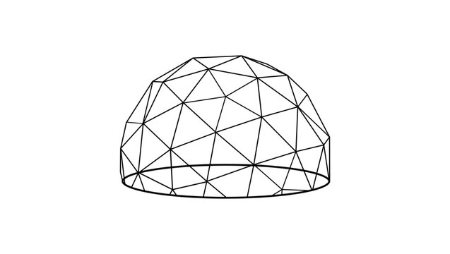 Geodesic domes , black isolated vector silhouette