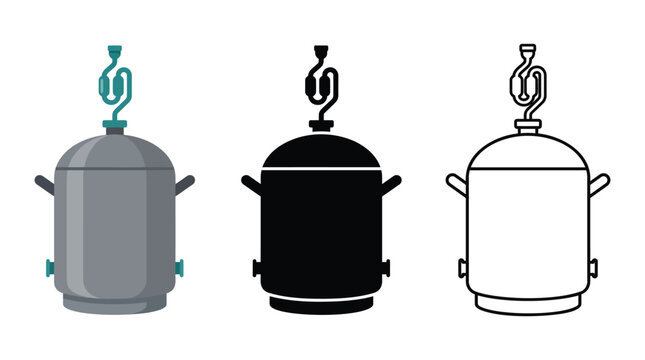 Alambic still, distiller, moonshine machine flat, glyph, line art vector icon.