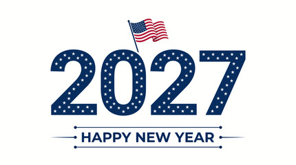 Fototapeta premium Celebratory 2027 new year patriotic flag design vector illustration