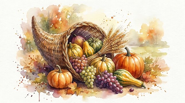 Cornucopia thanksgiving wallpaper abundant harvest still life for festive home decor seasonal prints