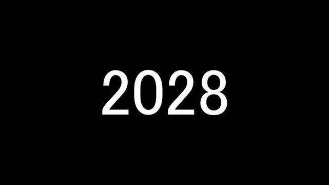 Modern 3D Echo Text Animation: Red and White Number Counter 2028 Typography Video Background