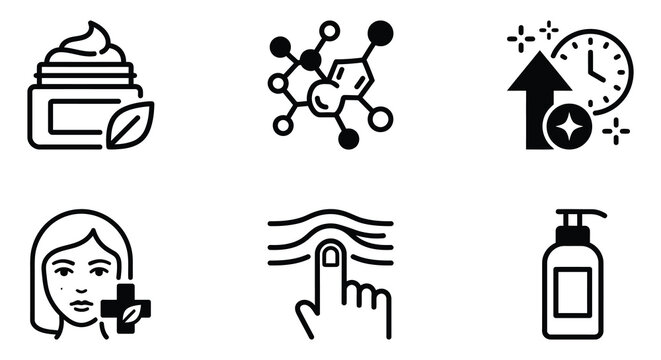 Cosmetic related Line Icons On White Background