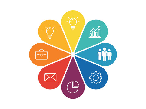 Colorful 8-Step Circular Business Infographic with Icons