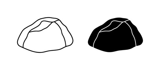 Simple Rock Icons, Outline and Solid Black Stone Vector Graphics, Natural Elements © Ibrahim