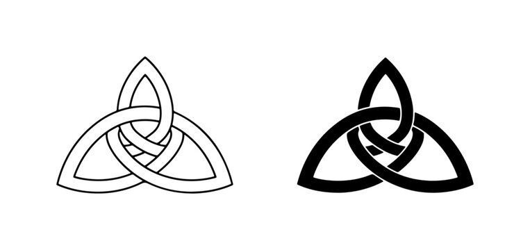 Celtic Trinity Knot Vector Icons, Interlocking Triquetra Symbol, Black and White Designs