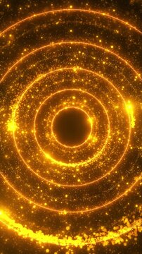 Bright circular gold ring animation sparkling dots, target style geometry, luminous ripple movement. logo reveals, premium titles, digital interfaces, countdown screens, celebration openers, stylish