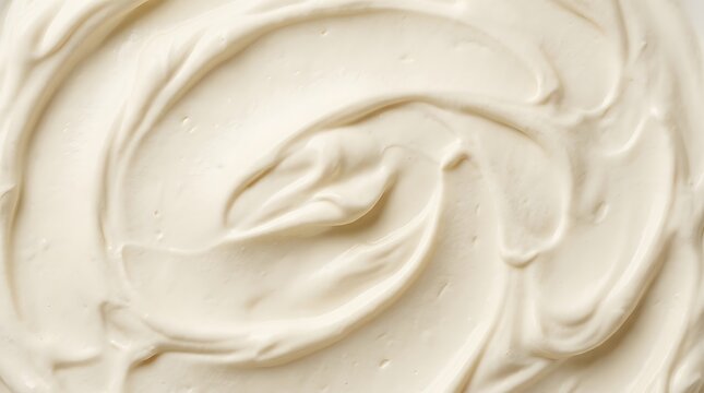 Smooth creamy texture background of mayonnaise or vanilla frosting with swirls
