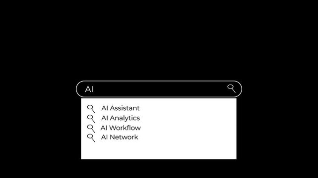 animated search bar with instant autocomplete suggestion panel user interface.