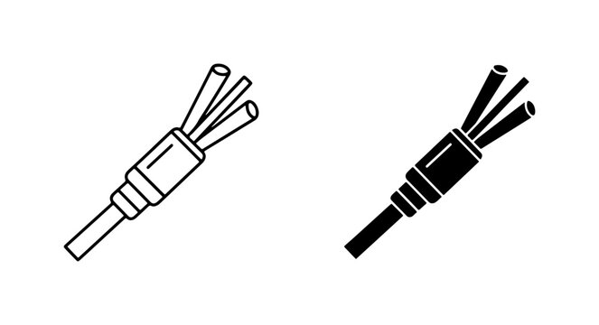 Fiber Optic Cable Icon, Network Connection Symbol, Data Transmission Technology Vector