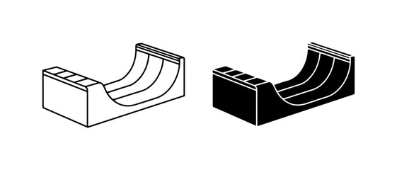 Obraz premium Skatepark Ramp Vector Icons, Black and White, Urban Sports Equipment