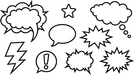 Blank Comic Book Speech Bubble and Expression Element Set for Pop Art, Manga Layouts, and Cartoon Dialogue Designs © MstSuraiya