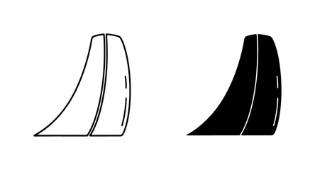 Obraz premium Skate Ramp Icons, Extreme Sports Quarter Pipe Vector Graphics, Urban Parkour Jump Elements