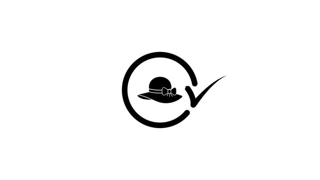 Hat check mark animation icon design isolated on white background digital graphic footage.