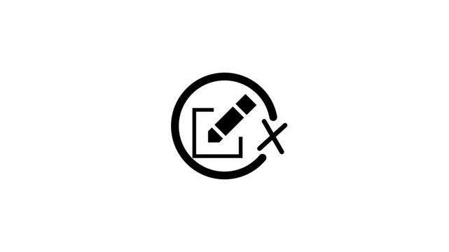 Loading icon animation loop on white background, abstract circle and edit symbol concept.