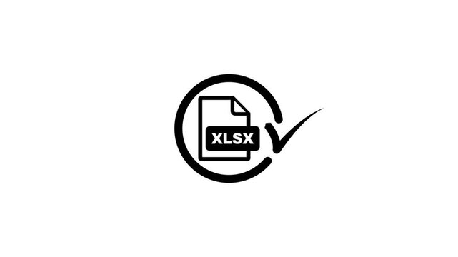 Xlsx file format conversion success animation isolated on white background digital video.