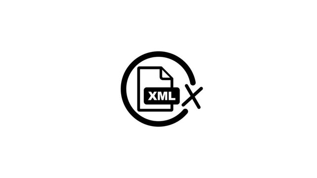 Loader animation of xml file delete icon on transparent background with alpha channel.